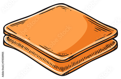Hand drawn orange toasted bread slices stacked simple cartoon illustration