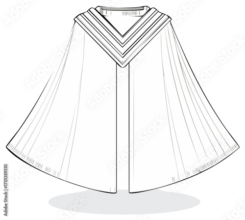 Drawn illustration of a cloak garment fashion design