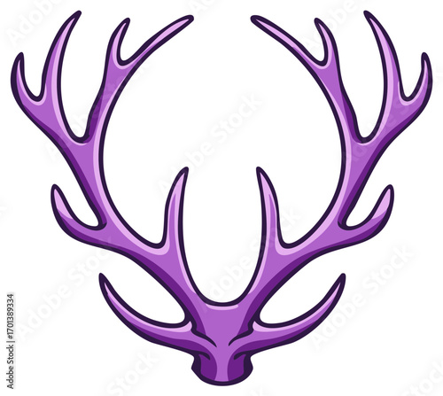 Abstract stylized purple deer antlers symmetrical illustration