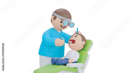 Dentist examines patient's teeth in a bright office, ensuring oral hygiene and a healthy smile through professional care.