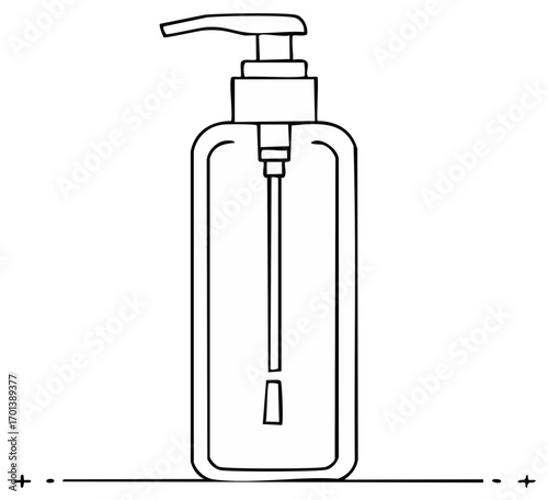 Outline Illustration of Liquid Soap Dispenser for Hygiene and Sanitization Practices