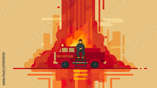Firefighter at scene of fire