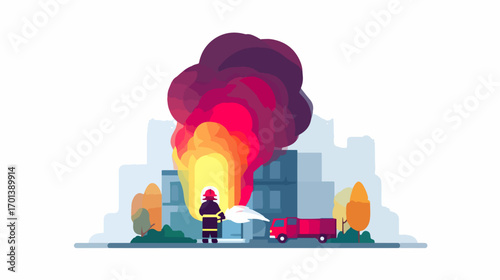 Firefighter responding to urban blaze