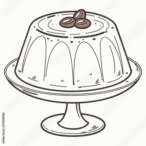 Delicious dessert with coffee beans on top