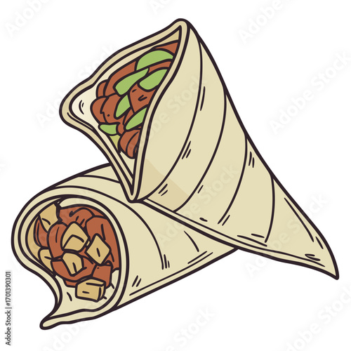 Delicious Burrito Illustration with Fresh Ingredients