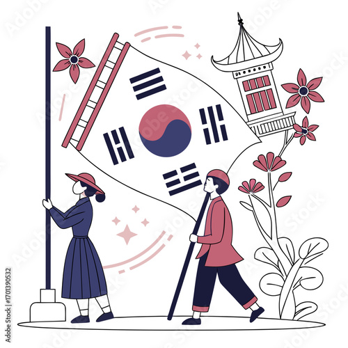 Celebrating South Korea A Symbolic Illustration