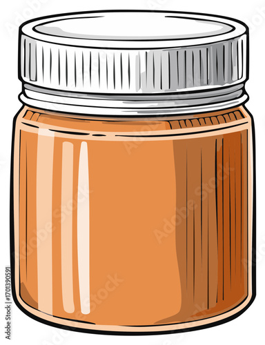 Orange Spread in Glass Jar Illustration with White Lid Isolated
