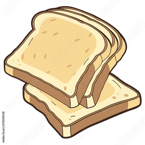 Cartoon illustration of a stack of fresh sliced bread for breakfast