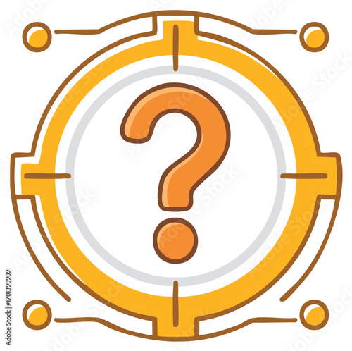 Stylized Question Mark Icon With Circular Target, Representing Solution Search