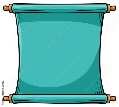 Empty Teal Scroll Illustration for Important Messages and Announcements