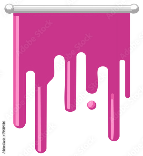 Pink paint dripping from a metal bar abstract vector graphic