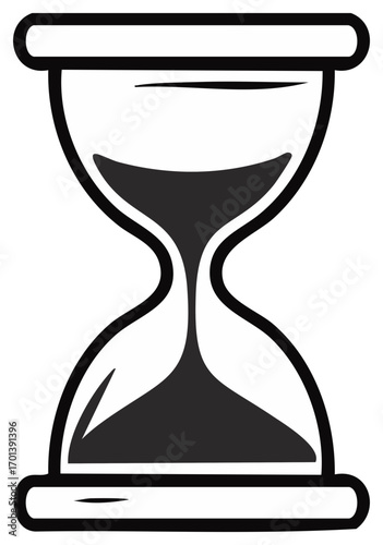 Stylized hourglass icon with sand falling, representing time passing, waiting, or measurement