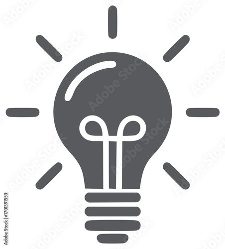 Light Bulb Icon Depicting Inspiration and Innovation Emitting Rays of Brightness