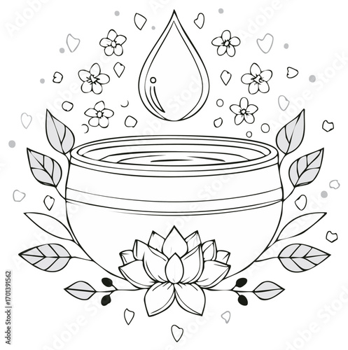 Zen Spa Harmony Water Drop Lotus Flower Leaves and Petals