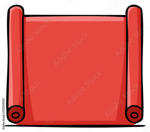 Red Scroll with Rolled Edges Simple Cartoon Drawing