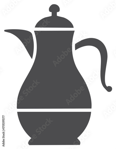 Elegant Middle Eastern dallah coffee pot icon traditional beverage culture symbol