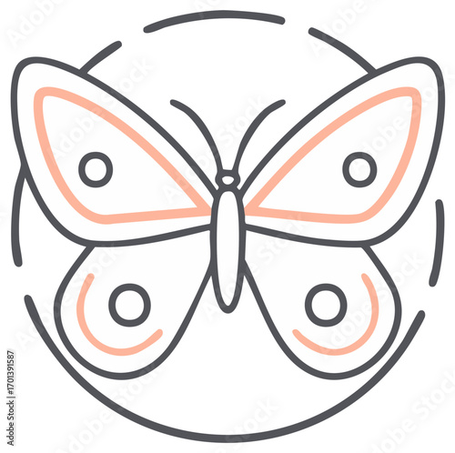 Delicate Butterfly Line Art Icon Modern Minimalist Nature Insect Graphic