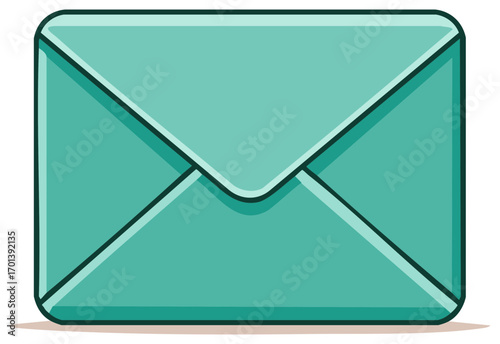 Teal envelope with rounded corners and defined shadows, symbolizing communication and delivery