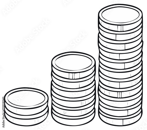 Three Stacks of Coins Representing Growth and Financial Accumulation