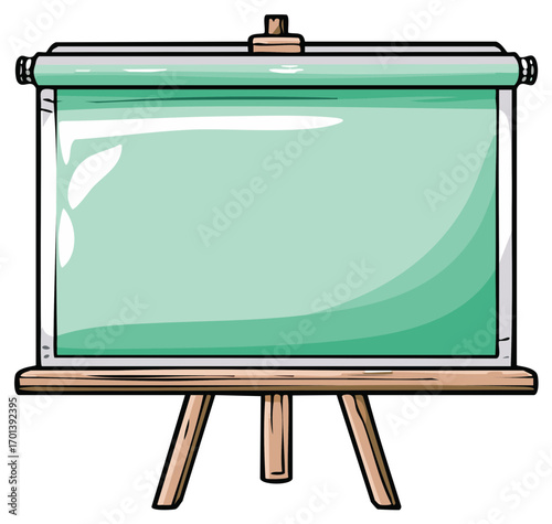 Green Projection Screen on Wooden Easel for Presentations and Education