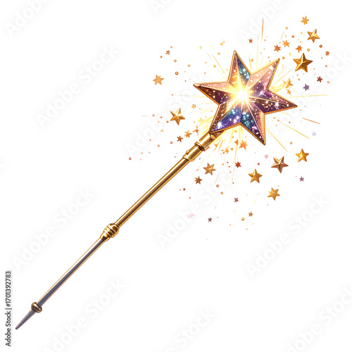 Golden Star Magic Wand With Sparking Stars sparkle