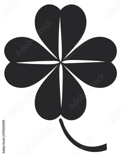 Stylized Five Leaf Clover Silhouette Symbol of Luck and Irish Culture