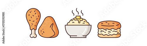 Fried chicken mashed potatoes and biscuits