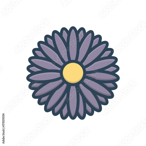 Color illustration icon for aster