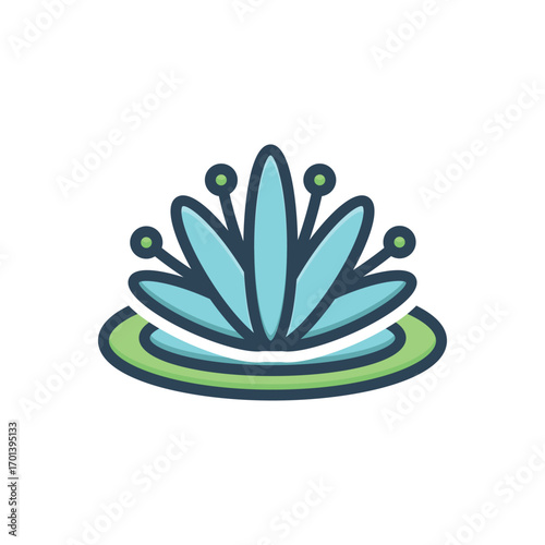 Color illustration icon for water lily