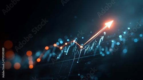 Abstract Financial Growth Chart with Blue and Orange Elements Representing Success and Progress in Business