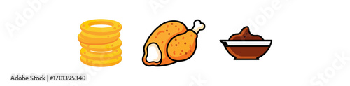 Fried food illustration set