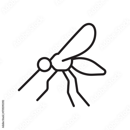 Icon line style mosquito side view vector illustration
