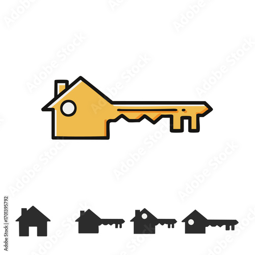 An iconic house key illustration, rendered in a clean, modern style, perfectly encapsulates the essence of real estate, secure living, and property dreams.