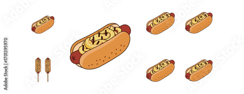 Hot dogs with mustard and onions