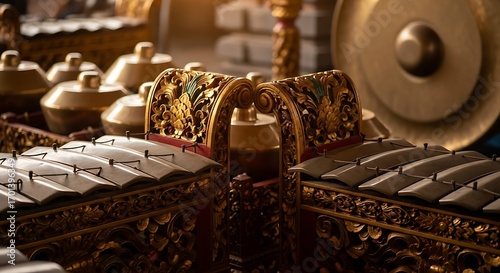 Ornate Gamelan Ensemble Evokes Cultural Heritage and Serenity
