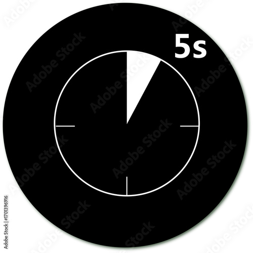vector clock icon, results in 5 seconds, 5 seconds, 