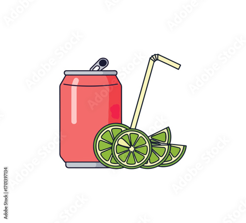 Pink drink can with lime slices