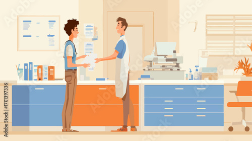 People exchanging documents in office