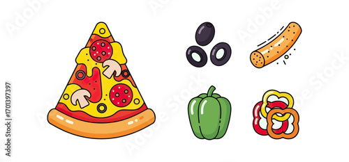 Pizza ingredients illustration