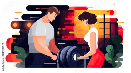 People lifting weights outdoors