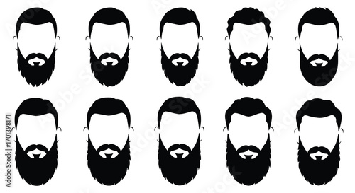 various beard styles displayed in a grid formation