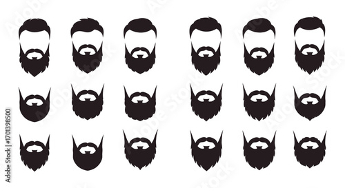 various beard styles displayed in neat rows and columns
