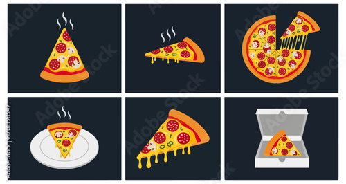 Pizza slice images flat design