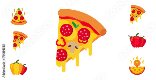 Pizza slice with toppings and peppers