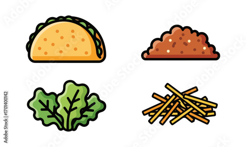 Taco filling lettuce and fries food illustration
