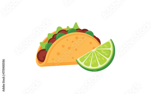 Taco with lime slice illustration