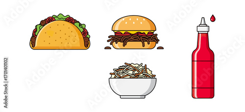 Various food items illustration