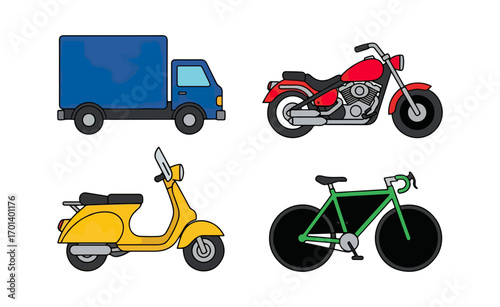 Various transportation vehicles flat design