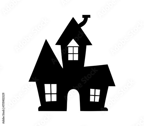 Spooky silhouette of a haunted house. house icon vector