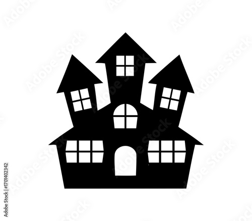 Spooky silhouette of a haunted mansion castle. house silhouette vector